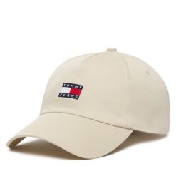 Czapka z daszkiem Tommy Jeans. Brązowe czapki z daszkiem Tommy Jeans, bez wzorów, z jeansu. Za 149.99 zł.