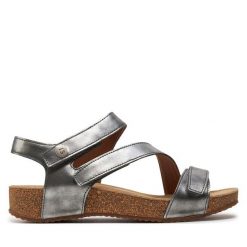 Sandały Josef Seibel. Szare sandały Josef Seibel, bez wzorów, bez obcasa, na płaskiej podeszwie, bez zapięcia. Za 309.99 zł.