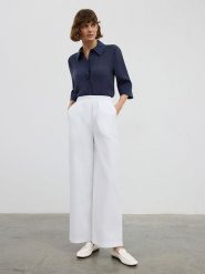 BGN Spodnie w kolorze białym rozmiar: 38. Białe spodnie materiałowe BGN, bez wzorów, z materiału, z podwyższonym stanem. Za 65.99 zł.