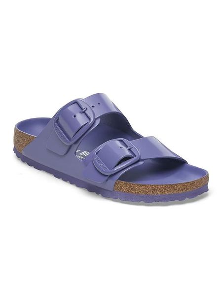 Birkenstock Skórzane klapki "Arizona" w kolorze fioletowym rozmiar: 38. Różowe klapki Birkenstock, bez wzorów, klasyczne, z otwartym noskiem, bez obcasa, bez zapięcia. Za 389.08 zł.