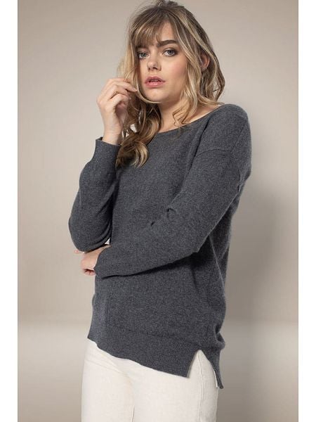Perfect Cashmere Kaszmirowy sweter "Sasha" w kolorze ciemnoszarym rozmiar: L. Szare swetry Perfect Cashmere, l, bez wzorów, z kaszmiru, bez ramiączek. Za 369.82 zł.