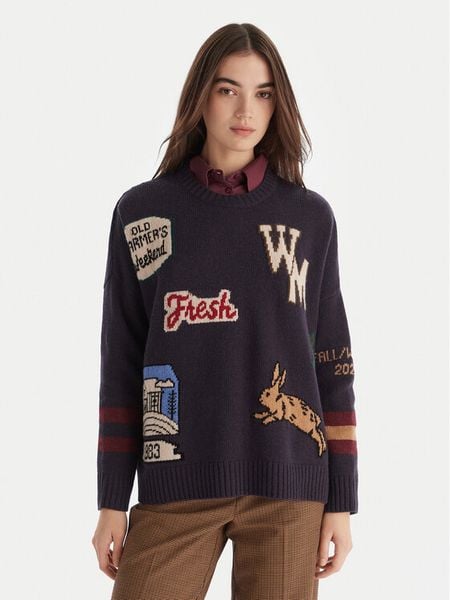 Weekend Max Mara Sweter Pavidi 2525366262 Granatowy Oversize. Niebieskie swetry Weekend Max Mara, l, bez wzorów, z wełny, bez ramiączek. Za 1,239.00 zł.