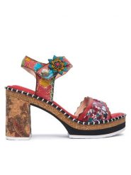 Laura Vita Sandały Naomio 15 Czerwony. Czerwone sandały LAURA VITA, bez wzorów, ze skóry, bez obcasa, na słupku, bez zapięcia. Za 459.99 zł.