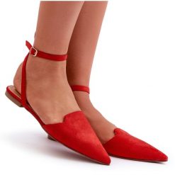 Wiązane Baleriny Eko Zamszowe Z Noskami W Szpic Czerwone Ellesara. Czerwone baleriny bez wzorów, z zamszu, eleganckie, ze szpiczastym noskiem, bez obcasa, bez zapięcia. Za 79.80 zł.