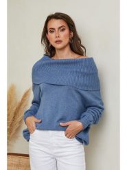 So Cachemire Sweter "Kaba" w kolorze niebieskim rozmiar: M. Niebieskie swetry So Cachemire, m, bez wzorów, z kaszmiru, bez ramiączek. Za 188.45 zł.