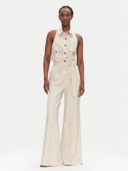 ACCESS FASHION Kombinezon 53-5500-133 Beżowy Regular Fit. Brązowe sukienki ACCESS FASHION, bez wzorów, ze lnu, bez kołnierzyka, bez ramiączek. Za 729.99 zł.
