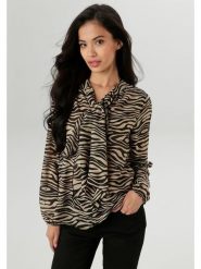 Aniston Bluzka w kolorze beżowo-czarnym rozmiar: 48. Brązowe bluzki Aniston, bez wzorów, bez kołnierzyka, bez ramiączek. Za 52.42 zł.