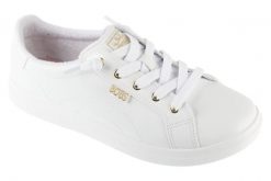 Buty sportowe Sneakersy damskie, Bobs D'Vine - Instant Delig. Białe buty treningowe Skechers, bez wzorów, z materiału, przed kostkę, bez zapięcia, trekkingowe. Za 249.99 zł.