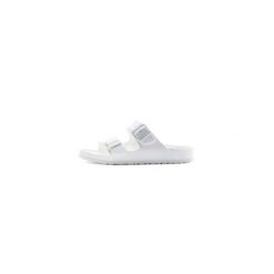 Klapki damskie Birkenstock Arizona Eva. Brązowe klapki Birkenstock, bez wzorów, z materiału, klasyczne, bez obcasa, bez zapięcia. Za 375.00 zł.