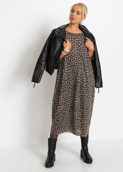 Sukienka bombka shirtowa. Brązowe sukienki bonprix, bez wzorów, eleganckie, bez kołnierzyka, bez ramiączek, maxi, bombki. Za 139.99 zł.