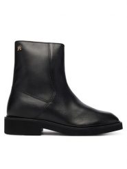 Tommy Hilfiger Botki Th Square Toe Leather Bootie FW0FW09046 Czarny. Czarne botki Tommy Hilfiger, bez wzorów, ze skóry, bez obcasa, na płaskiej podeszwie, bez zapięcia. Za 599.99 zł.