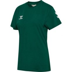 Koszulka damska Hummel Go 2.0 Chevron. Zielone t-shirty sportowe Hummel, bez wzorów, z bawełny, bez ramiączek. Za 145.00 zł.