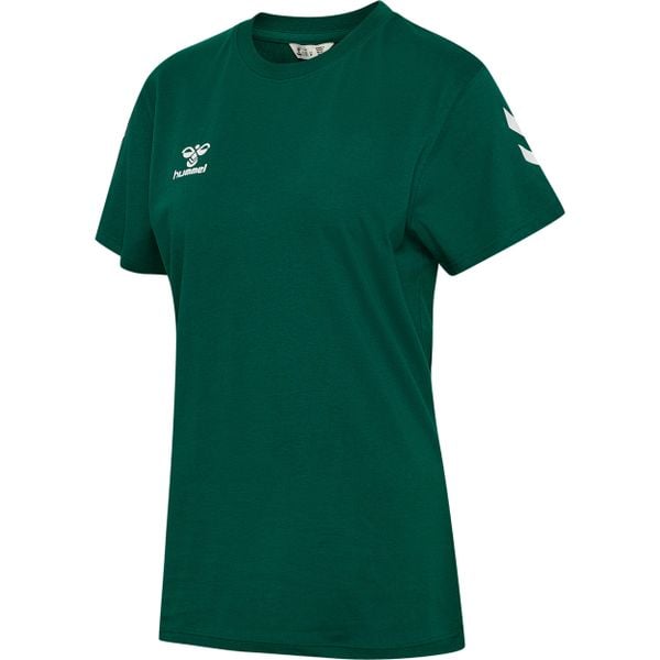 Koszulka damska Hummel Go 2.0 Chevron. Zielone t-shirty sportowe Hummel, bez wzorów, z bawełny, bez ramiączek. Za 145.00 zł.