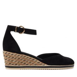 Espadryle Tamaris. Czarne espadryle Tamaris, bez wzorów, bez obcasa. Za 289.99 zł.