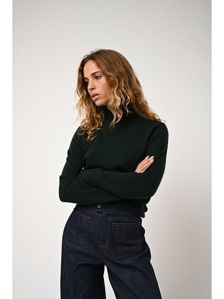 AUTHENTIC CASHMERE Kaszmirowy golf "Bise" w kolorze ciemnozielonym rozmiar: S. Zielone swetry AUTHENTIC CASHMERE, s, bez wzorów, z kaszmiru, bez ramiączek. Za 382.13 zł.