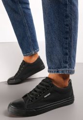 Czarne Trampki Sznurowane przed Kostkę Avanes. Czarne trampki Renee, bez wzorów, sportowe, przed kostkę, bez zapięcia. W wyprzedaży za 43.99 zł.
