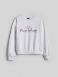 4F Bluza dresowa loose bez kaptura damska - biała M. Białe bluzy bez kaptura 4f, l, bez wzorów, z dresówki, bez kaptura. Za 149.99 zł.