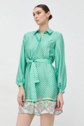Liu Jo sukienka kolor zielony mini oversize. Zielone sukienki Liu Jo, bez wzorów, z tkaniny, bez kołnierzyka, bez ramiączek, mini, oversize. Za 1,099.90 zł.