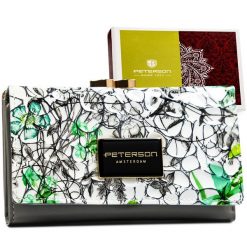 Portfel damski Peterson PTN PH23-LFL zielony. Zielone portfele Peterson, bez wzorów, ze skóry. Za 84.99 zł.