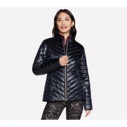 Kurtka Damska Skechers. Czarne kurtki Skechers, bez wzorów, bez kaptura. Za 241.99 zł.