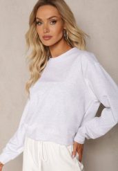 Jasnoszara Oversize Bluza z Bawełny o Krótkim Fasonie Sibolla. Szare bluzy Renee, l, bez wzorów, z bawełny, bez kaptura. W wyprzedaży za 83.99 zł.