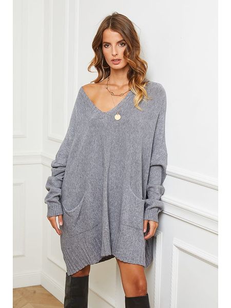 Joséfine Sukienka dzianinowa "Farjo" w kolorze szarym rozmiar: L. Szare sukienki Joséfine, l, bez wzorów, z dzianiny, bez kołnierzyka, bez ramiączek, mini. Za 203.45 zł.