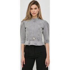 Custommade bluzka jeansowa damska kolor szary gładka. Szare bluzki Custommade, bez wzorów, z bawełny, bez kołnierzyka, bez ramiączek. Za 949.99 zł.