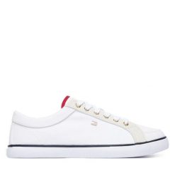 Tenisówki Tommy Hilfiger. Białe trampki Tommy Hilfiger, bez wzorów, bez zapięcia. Za 329.99 zł.