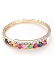 ATELIER DU DIAMANT Złoty pierścionek z diamentami i kamieniami szlachetnymi rozmiar: 58. Żółte pierścionki ATELIER DU DIAMANT, z diamentem, złote. Za 1,130.99 zł.