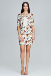 Elegancki Dwuczęściowy Komplet w Kwiaty - Wzór 81. Sukienki Figl, s, bez wzorów, z materiału, eleganckie, bez kołnierzyka, bez ramiączek. Za 319.00 zł.