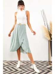 Olalook Spódnica w kolorze zielono-białym rozmiar: L. Zielone spódnice Olalook, l, bez wzorów, midi. Za 61.46 zł.