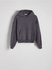 Bawełniana bluza z kapturem - ciemnoszary. Szare bluzy Reserved, l, bez wzorów, z bawełny, bez ramiączek, z kapturem. W wyprzedaży za 89.99 zł.
