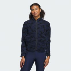 Bluza Ultimate365 Printed Fleece. Niebieskie bluzy bez kaptura adidas, xl, bez wzorów, z materiału, na golfa. W wyprzedaży za 248.50 zł.