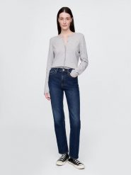 GAP Dżinsy - Straight fit - w kolorze granatowym rozmiar: W34. Niebieskie jeansy GAP, bez wzorów, klasyczne, z podwyższonym stanem. Za 169.95 zł.