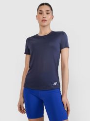 4F Koszulka do biegania regular damska - szara L. Szare t-shirty sportowe 4f, l, bez wzorów, z dzianiny, bez ramiączek, do biegania. W wyprzedaży za 99.99 zł.