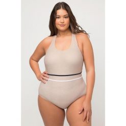 Damski Kostium kąpielowy imitacja juty usztywniane miseczki. Brązowe stroje jednoczęściowe Ulla Popken, bez wzorów, z elastanu, sportowe. Za 294.99 zł.