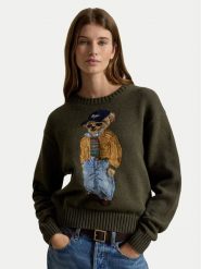 Polo Ralph Lauren Sweter 211B17762001 Zielony ciemny Relaxed Fit. Zielone swetry Polo Ralph Lauren, xl, bez wzorów, z bawełny, bez ramiączek. Za 2,699.00 zł.