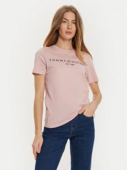 Tommy Hilfiger T-Shirt WW0WW40276 Różowy Regular Fit. Czerwone t-shirty Tommy Hilfiger, m, bez wzorów, z bawełny, bez kołnierzyka, bez ramiączek. Za 119.99 zł.