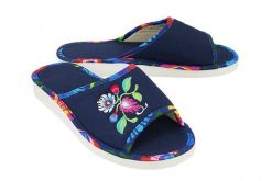 METEOR 060 FOLK granatowy/niebieski, kapcie damskie. Niebieskie kapcie Meteor, bez wzorów. Za 47.99 zł.