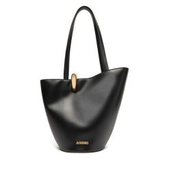 Torebka JACQUEMUS. Czarne shopper bag JACQUEMUS, bez wzorów, bez dodatków. Za 4,479.00 zł.