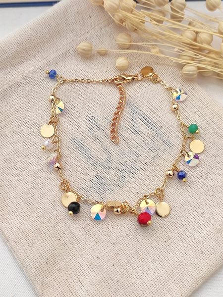 Atelier MIU Pozłacana bransoletka z elementami ozdobnymi rozmiar: onesize. Żółte bransoletki atelier MIU, z kryształem, pozłacane. Za 65.69 zł.