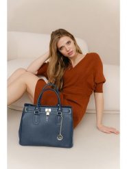 Lia Biassoni Skórzana torebka "Nure" w kolorze niebieskim - 36 x 28 x 18 cm rozmiar: onesize. Niebieskie torebki klasyczne Lia Biassoni, bez wzorów, z materiału, przez ramię, bez dodatków. Za 304.99 zł.