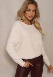 Beżowy Casualowy Sweter z Dodatkiem Kaszmiru Salielis. Brązowe swetry Renee, uniwersalny, bez wzorów, z kaszmiru, casualowe, bez ramiączek. W wyprzedaży za 103.99 zł.