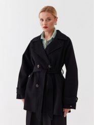 Tommy Hilfiger Płaszcz wełniany WW0WW39408 Czarny Relaxed Fit. Czarne płaszcze Tommy Hilfiger, na zimę, bez wzorów, z syntetyku, bez kaptura. Za 1,799.00 zł.