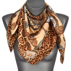 Chusta Damska Apaszka Pod Szyję Lekka Elegancka Oryginalna Mdb-45 : Kolory - Brązowy, Beżowy. Brązowe chusty bez wzorów, z materiału, eleganckie. Za 29.99 zł.