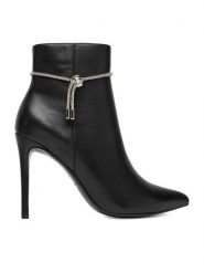 Eva Minge Botki EO-EVA-H1092 Czarny. Czarne botki Eva Minge, bez wzorów, ze skóry, bez obcasa, na szpilce, bez zapięcia. Za 359.99 zł.