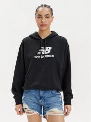 New Balance Bluza WT41504 Czarny Oversize. Czarne bluzy New Balance, xs, bez wzorów, z bawełny, bez ramiączek, bez kaptura. Za 99.99 zł.