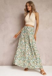 Zielona Bawełniana Spódnica Maxi z Troczkiem i Printem w Kwiaty Yibji. Zielone spódnice Renee, l, bez wzorów, z bawełny, boho, maxi, rozkloszowane. W wyprzedaży za 63.99 zł.