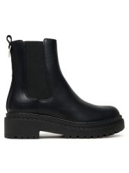 Guess Sztyblety FLTLNA FAL10 Czarny. Czarne botki Guess, z aplikacjami, ze skóry, bez obcasa, na płaskiej podeszwie, bez zapięcia. Za 539.99 zł.