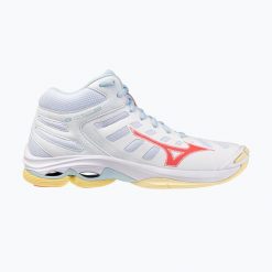Buty do siatkówki damskie Mizuno Wave Voltage 2 Mid. Białe buty treningowe Mizuno, bez wzorów, z gumy, bez zapięcia, do siatkówki, mizuno wave. Za 503.40 zł.